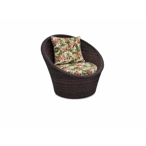 Chaise Poltrona Redonda Floral Fibra Sintética Chocolate
