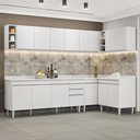 Ver imagem 2 de Armário de Cozinha Modulado de Canto 7 Peças Cp35 Balcão com Tampo Branco - Lumil Lumil Móveis