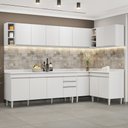 Ver imagem 1 de Armário de Cozinha Modulado de Canto 7 Peças Cp35 Balcão com Tampo Branco - Lumil Lumil Móveis