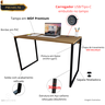 Mesa Escrivaninha Home Office Estilo Industrial 100% Mdf com Usb/tipo-c Embutido:carvalho/freijó - 3