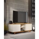 Ver imagem 2 de Rack / Bancada FL Para TV Até 55'' Estilo Retrô Com Estrutura dos Pés em Madeira Tampo e Portas em M