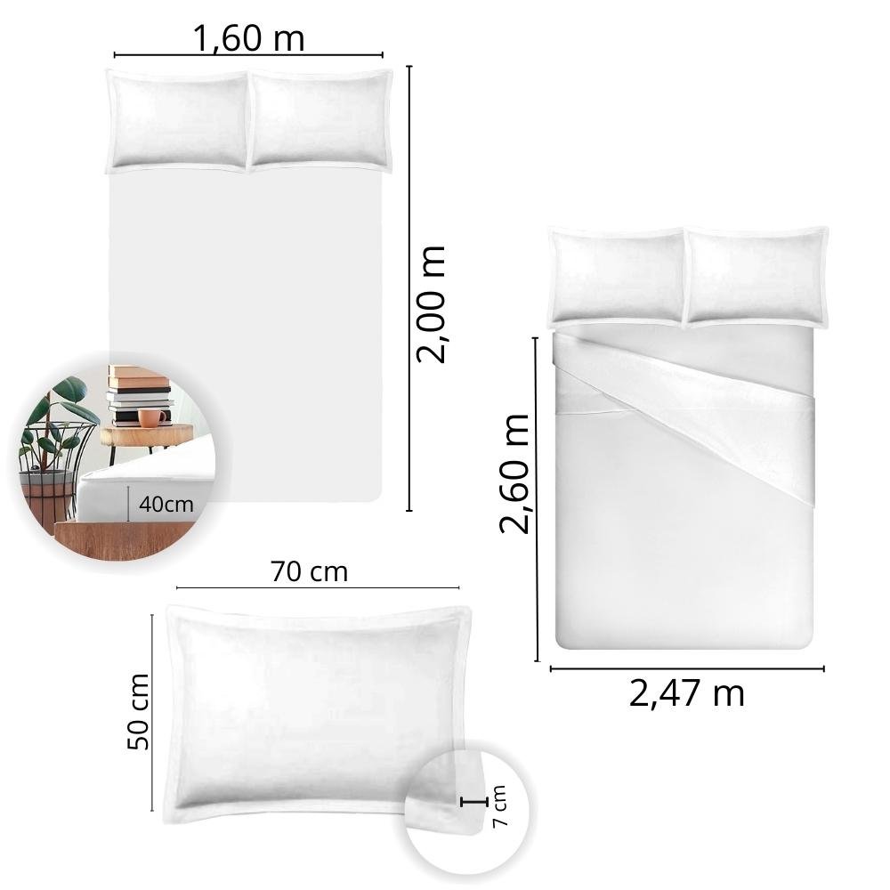 Jogo de Cama Queen Size Liso 300 Fios Nova América:branco - 4