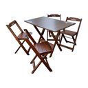 Ver imagem 1 de Conjunto Mesa Dobrável Madeira 110x70 com 4 Cadeiras Personalizada Hei Imbuia - Tarimatã