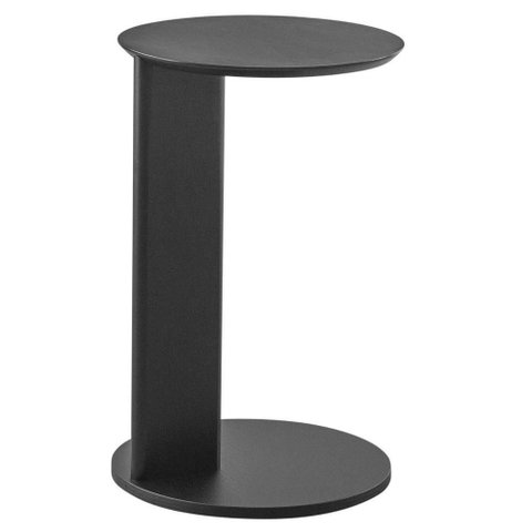 Mesa Lateral de Apoio Orgânica Chanfrada Artesano 35 Cm (larg) Mdp Nero (preto) Pés Madeira Maciç