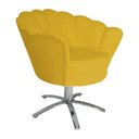 Ver imagem 3 de Poltrona Estofada Decorativa 1 Lugar Base Giratória de Metal Pétala Veludo Mostarda - LM DECOR