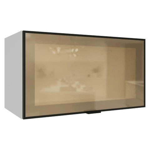 Armário Aéreo de Cozinha G2560073PRRF 60cm 1 Porta Basculante Vidro Reflecta Bronze Branco-Preto