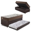 Ver imagem 1 de Bicama Box Baú com Courino Linho Marrom 96x203 com Colchão Relax Adorabile Molas Ensacadas Ecoflex