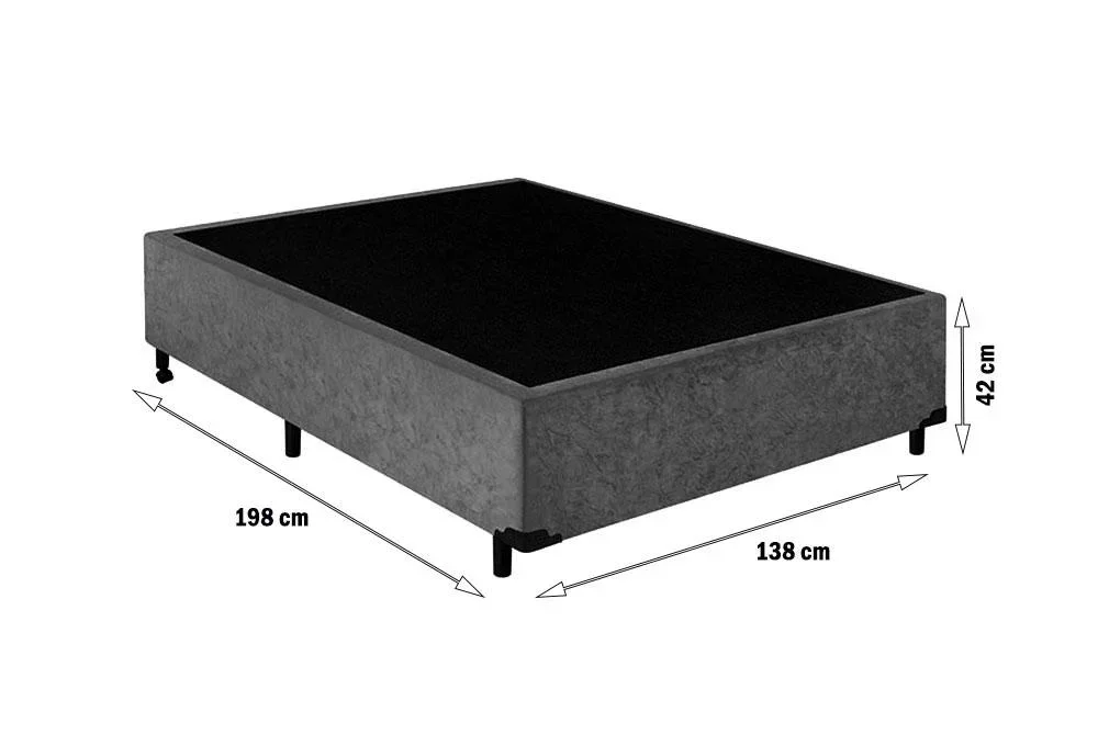 Base Cama Box Casal Suede 138x188 Cinza - 2