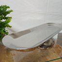 Ver imagem 4 de Prato para Doces de Inox Prata 8x40x15cm Boleira Festa Servir Sobremesa Mesa