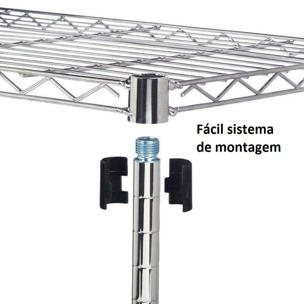 Estante aço cromado 75 x 35 x 155 cm - 5