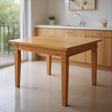 Mesa de Jantar 80x80cm Quadrada ? Madeira Maciça, Envernizada