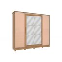 Ver imagem 1 de Guarda Roupa 4 Portas de Correr (2 C/ Espelho) e 4 Gavetas C/ Pés Cb01n565 Flex Nogueira/macadamia