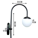 Ver imagem 2 de Arandela Arqueada Preta Globo Vidro Branco Leitoso G9