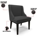 Ver imagem 3 de Kit 8 Cadeiras Estofadas Sala de Jantar Base Fixa de Madeira Preto Lia Sintético Preto - Ibiza