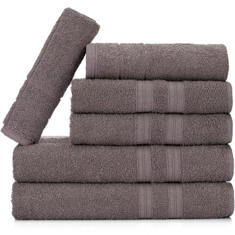 Jogo de Toalhas Gigante Itália Soft 2 Banhão + 2 Rosto + 2 Tapete Luxo 100% Algodão - Cinza