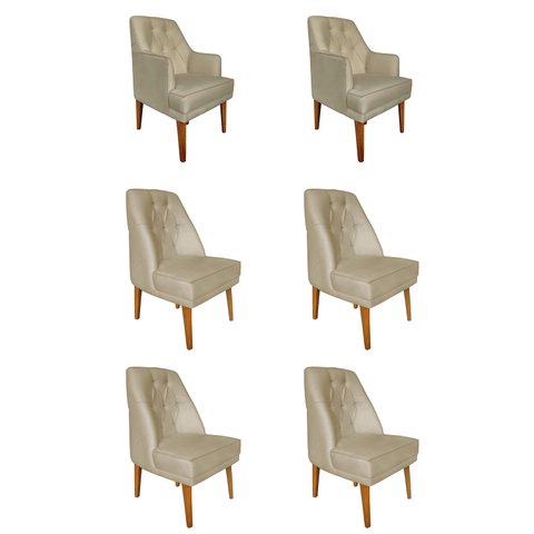 Kit 4 Cadeiras Paris + 2 Paris Retro Suede Bege Rosado Dominic Decor