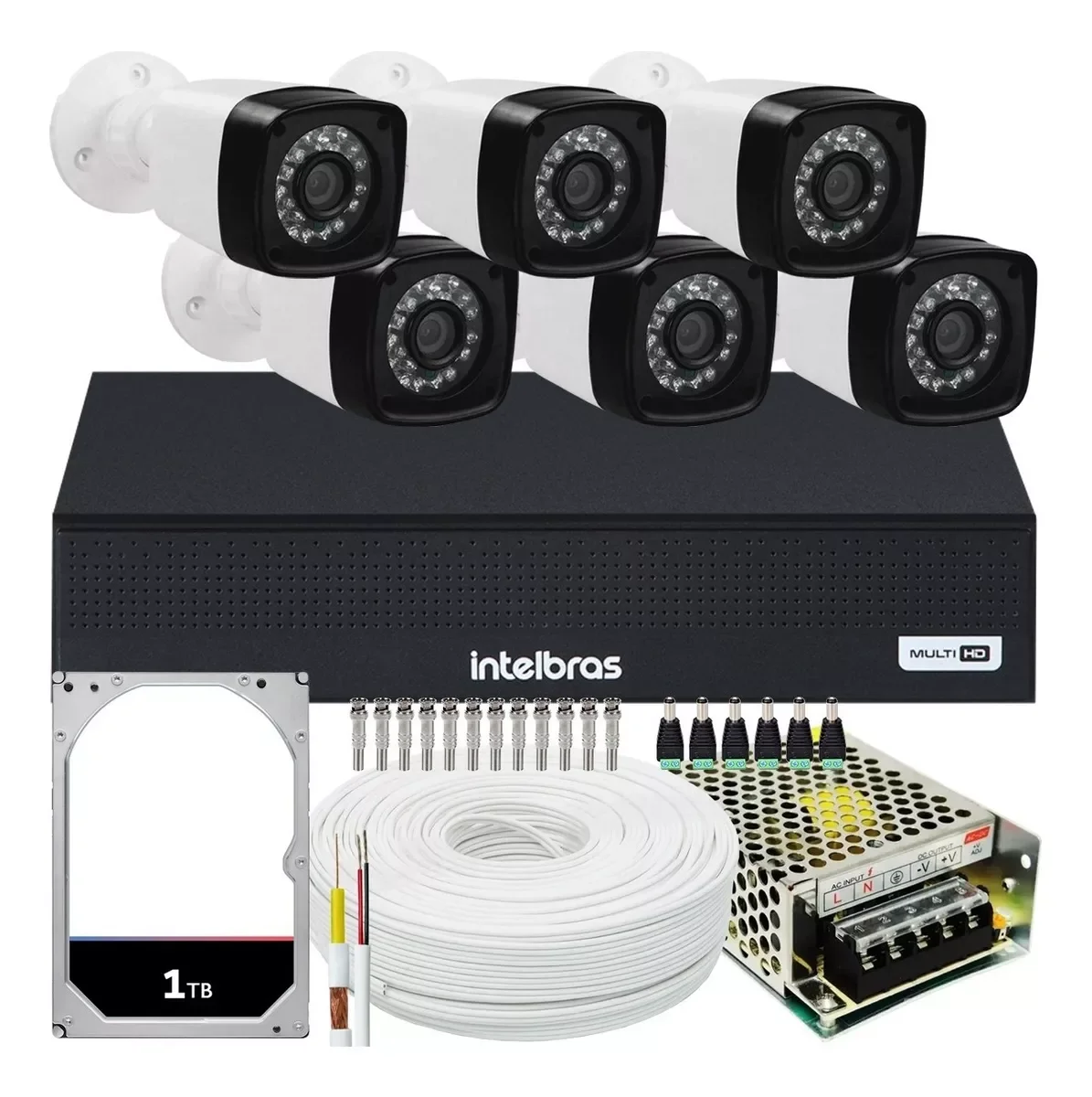 Kit Cftv 6 Cameras Segurança 1080p Full Hd Dvr Intelbras 1tb - 1