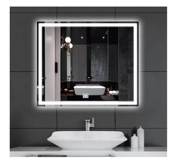 Ver imagem 1 de Espelho Jateado Iluminado com Led Frio e Touch 80x70cm Horizontal