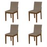 Kit 4 Cadeiras de Jantar Pérola Estofadas em Linho Bege Base Madeira Maciça Imbuia - 1