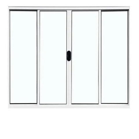 Janela de Alumínio Abertura Central 4 Folhas Sem Grade 100x150cm Branco Allo Esquadrias