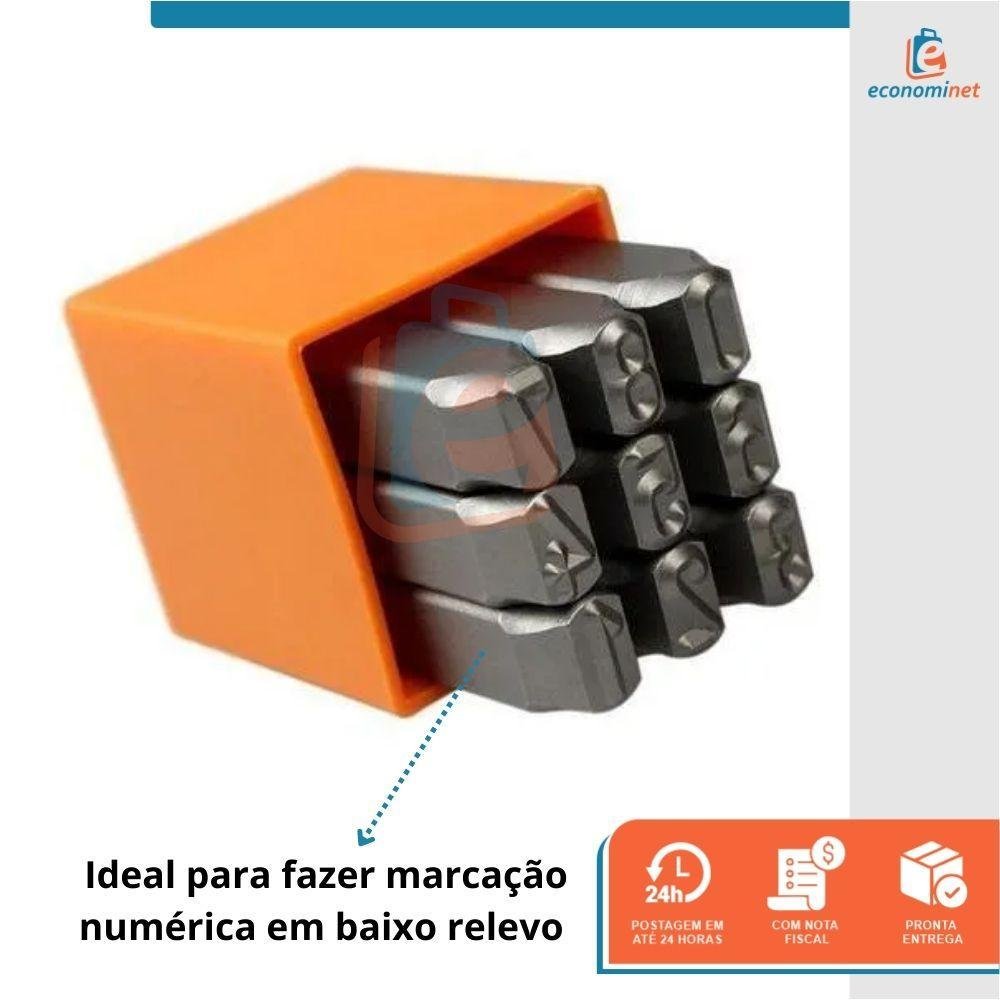 Jogo Marcador Punção Número Algarismo 9 Peças 4mm - 4