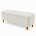 Ver imagem 1 de Puff Baú Bella 90cm Pés Madeira Factor Off White - Sallar Home