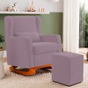 Ver imagem 7 de Poltrona de Amamentação e Descanso Zoe com Base Balanço e Puff Veludo Rosê - Desk Design