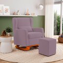 Ver imagem 2 de Poltrona de Amamentação e Descanso Zoe com Base Balanço e Puff Veludo Rosê - Desk Design