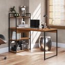 Ver imagem 2 de Mesa Escrivaninha 3 Prateleiras Kappesberg Industrial Office 136cm Cor Canela/Preto Fosco - LI010
