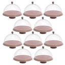Ver imagem 1 de Kit 8 Porta Bolos 25cm Bubble com Cúpula e Pé Crippa Amêndoa Padaria Hotel Confeitaria