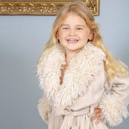 Roupão Infantil Microfibra Detalhe em Pelos TAM 9 a 12 Anos Atlanta - Bege - 2