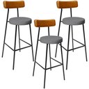 Ver imagem 1 de Kit 3 Banquetas Alta Bar Cozinha Jantar Milão L02 Couríssimo Whisky Linho Cinza Escuro - Lyam Decor