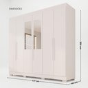 Ver imagem 3 de Guarda-Roupa Casal com Espelhos 6 Portas e 2 Gavetas 177cm Multimóveis Branco