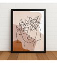 Ver imagem 1 de Quadro Minimalista Feminino com Flores c/ Moldura e Vidro