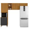 Cozinha Compacta 3 Peças com Nicho para Micro-ondas Olinda Freijó Uv/ Ripado/off Acetinado - Poliman - 1