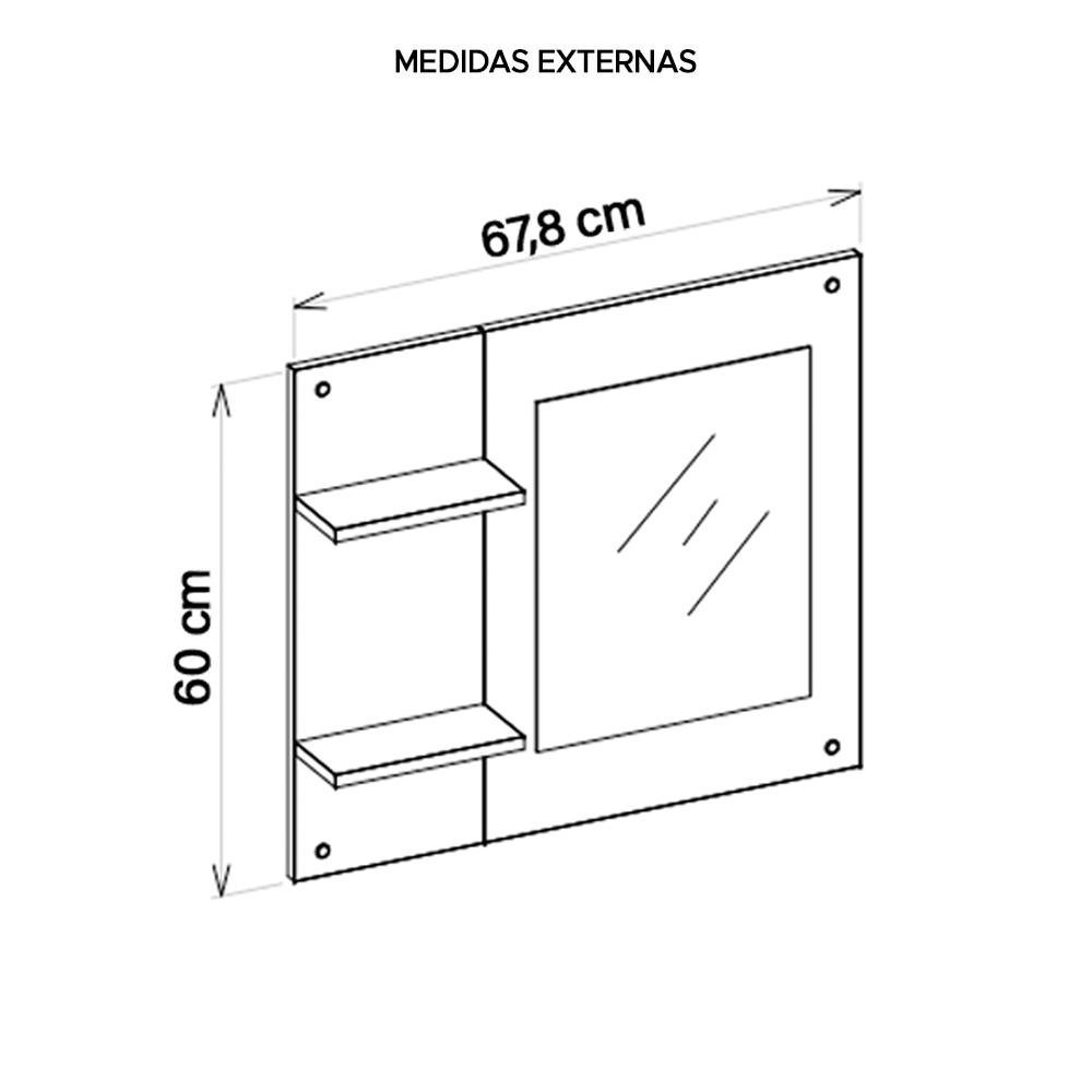 Painel Espelho Multifuncional Banheiro Branco Towel Caemmun - 3