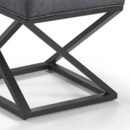 Puff Quadrado Estilo Industrial de Linho - Chumbo - 2