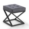 Puff Quadrado Estilo Industrial de Linho - Chumbo - 1