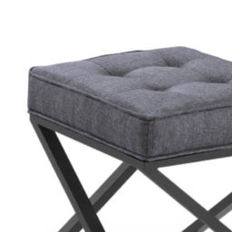 Puff Quadrado Estilo Industrial de Linho - Chumbo - 3