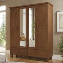Ver imagem 2 de Guarda Roupa Casal 157cm 4 Portas Madeira Maciça Lone Castanho F07 - Mpozenato