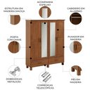 Ver imagem 3 de Guarda Roupa Casal 157cm 4 Portas Madeira Maciça Lone Castanho F07 - Mpozenato