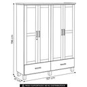 Ver imagem 4 de Guarda Roupa Casal 157cm 4 Portas Madeira Maciça Lone Castanho F07 - Mpozenato