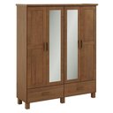 Ver imagem 1 de Guarda Roupa Casal 157cm 4 Portas Madeira Maciça Lone Castanho F07 - Mpozenato