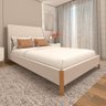 Cama Casal Estofada com Cabeceira 100% Mdf Cor: Veludo Creme - 1
