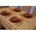 Ver imagem 1 de toalha de mesa quadrada 4 lugares tecido jacquard 1,35x1,50:dourado