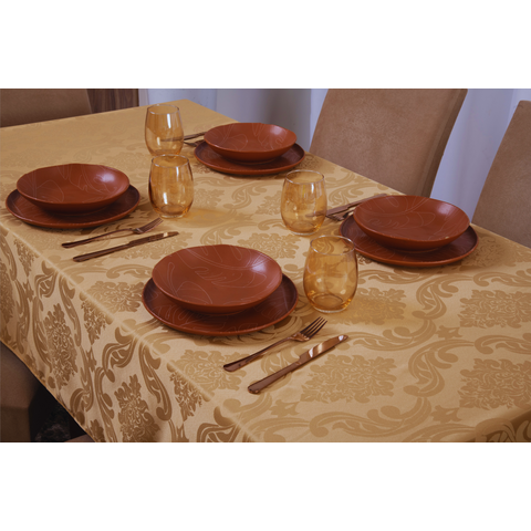 toalha de mesa quadrada 4 lugares tecido jacquard 1,35x1,50:dourado