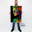 Ver imagem 2 de Quadro Decorativo Caixa Mulher Colors Tacolado Moldura Caixa 3cm Madeira sem Vidro 60 X 90cm