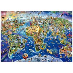 Quebra Cabeça Mapa Mundi Turístico 5000 Peças Grow - 2