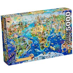 Quebra Cabeça Mapa Mundi Turístico 5000 Peças Grow - 1