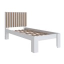 Ver imagem 1 de Cama Solteiro Cabeceira Ripada 108x206cm Branco Mel Proddy